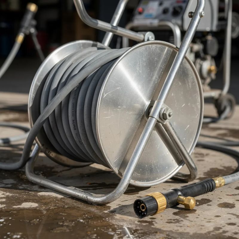 Pressure washing technician carefully cleaning a Jacksonville patio